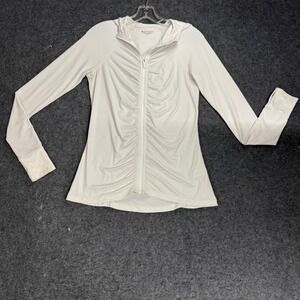 Athleta White Ruched Full Zip Hoodie Jacket Athletic Athleisure Size S